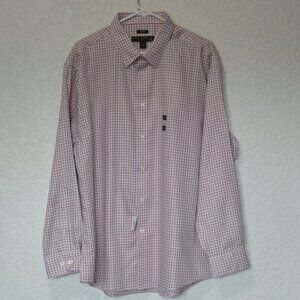 Mens Pronto Uomo Pink and Marron Slim Fit Dress Shirt Size 18 34/35 (100% cotton